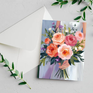 Wildflower Bridal Bouquet Floral Wedding Card