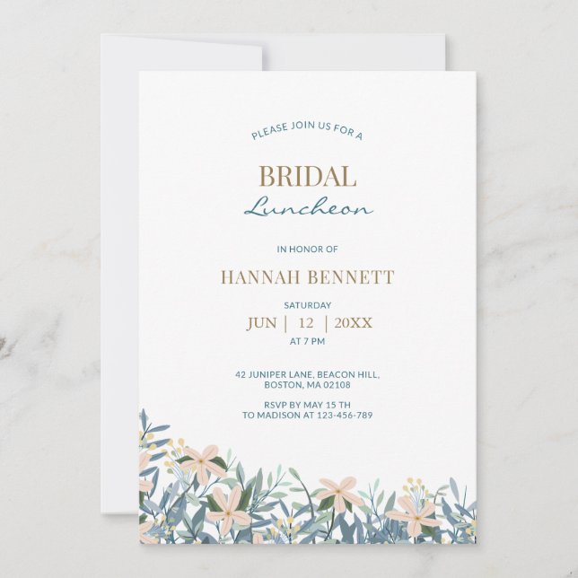 Wildflower Bridal Luncheon Invitation (Front)