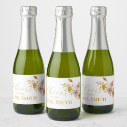 Wildflower Bridal Shower, Boho Flowers Sparkling Wine Label