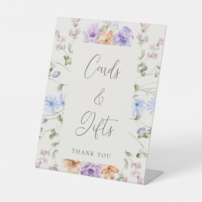 Wildflower Bridal Shower Cards and Gifts Sign (Front)
