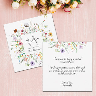 Wildflower Bridal Shower Flat Thank You Card