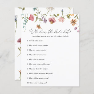 Wildflower Bridal Shower Game Who Knows Bride