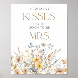 Wildflower Bridal Shower How Many Kisses Poster