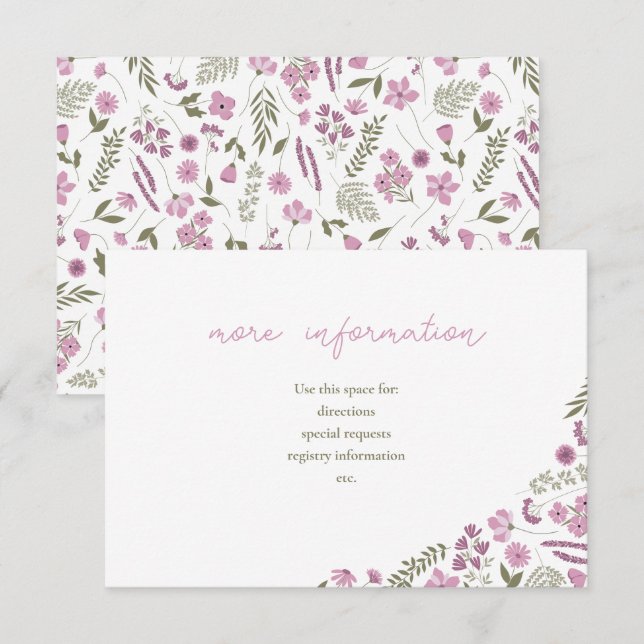 wildflower bridal shower insert - purple invitation (Front/Back)