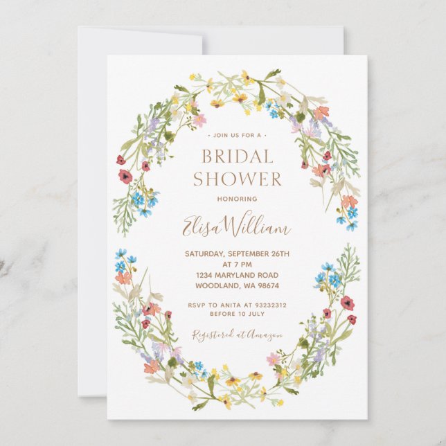 Wildflower Bridal Shower Invitation (Front)