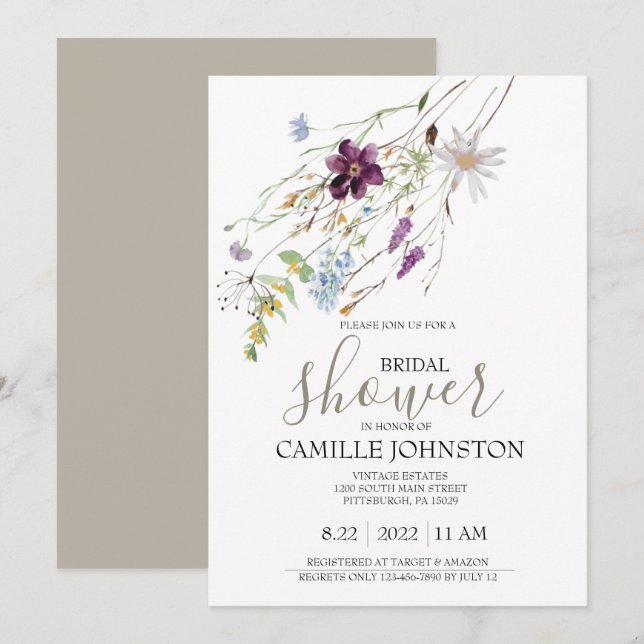 Wildflower Bridal Shower Invitation (Front/Back)
