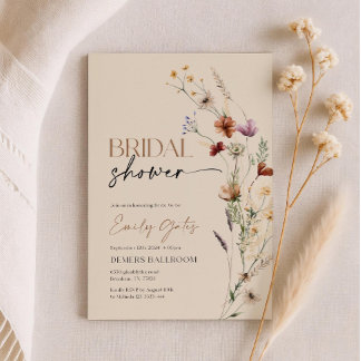 Wildflower Bridal Shower Invitation, Floral Boho  Invitation