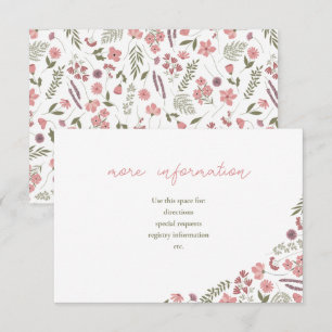 wildflower bridal shower invitation insert - pink