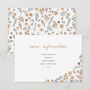 wildflower bridal shower invite insert - orange