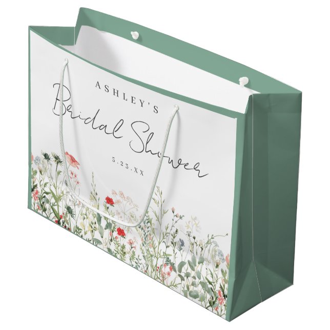 Wildflower Bridal Shower Large Gift Bag (Front Angled)