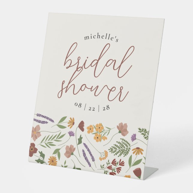 Wildflower Bridal Shower or Wedding Pedestal Sign (Front)