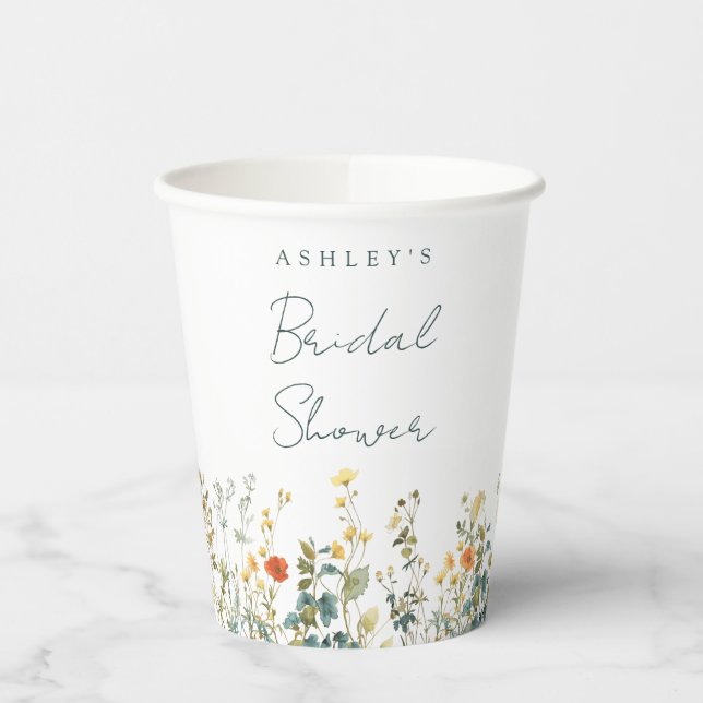 Wildflower Bridal Shower Paper Cups (Left)