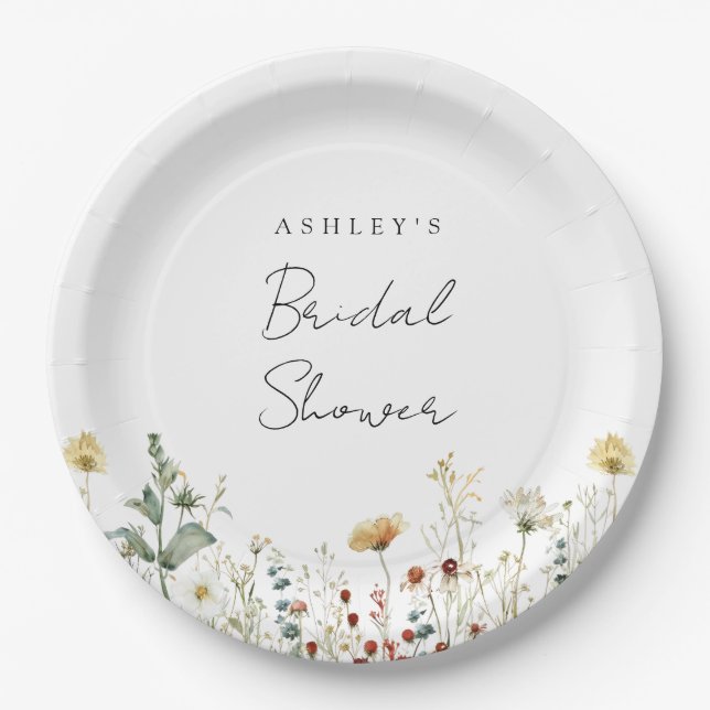 Wildflower Bridal Shower Paper Plate (Front)