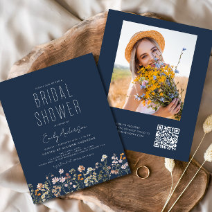 Wildflower Bridal Shower QR Code Photo Invitation