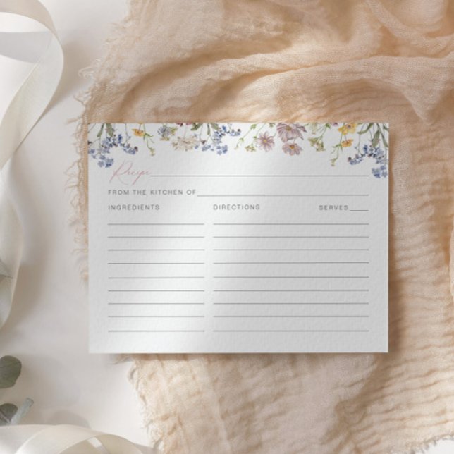 Wildflower Bridal Shower Recipe Card Boho Floral (Creator Uploaded)