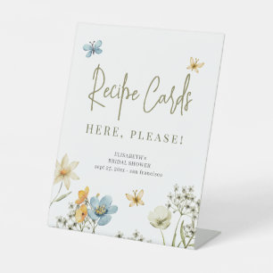 Wildflower bridal shower recipe card sign