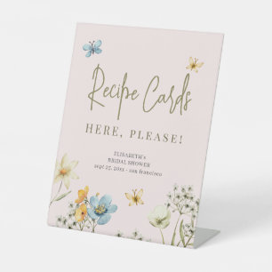 Wildflower bridal shower recipe card sign