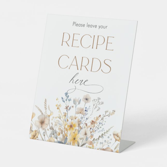 Wildflower Bridal Shower Recipe Cards  Pedestal Sign (Front)