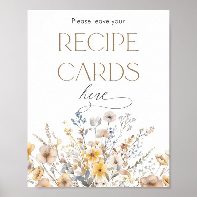 Wildflower Bridal Shower Recipe Cards Poster (Front)