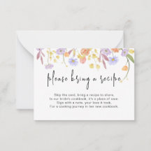 Wildflower Bridal Shower Recipe Request Enclosure