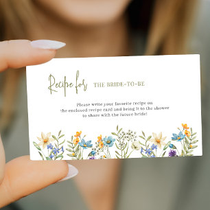 Wildflower bridal shower recipe request enclosure card