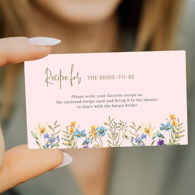 Wildflower bridal shower recipe request enclosure card (Creator Uploaded)