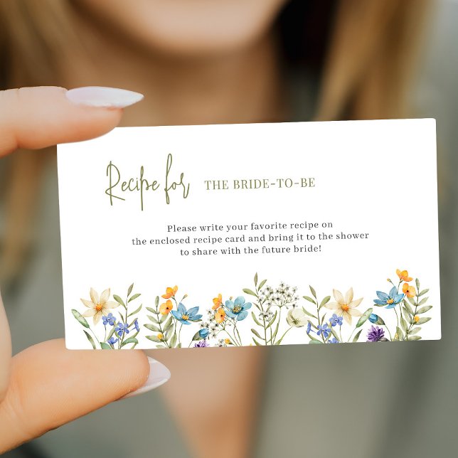 Wildflower bridal shower recipe request enclosure card (Creator Uploaded)