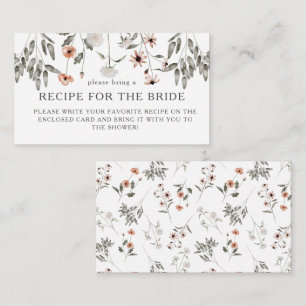 Wildflower Bridal Shower Recipe Request Enclosure Card