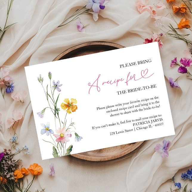 Wildflower Bridal Shower Recipe Request Invitation (Creator Uploaded)