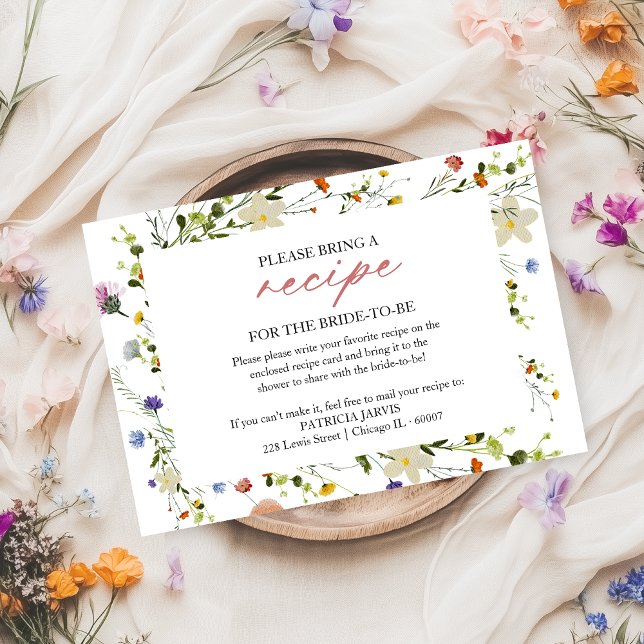 Wildflower Bridal Shower Recipe Request Invitation (Creator Uploaded)