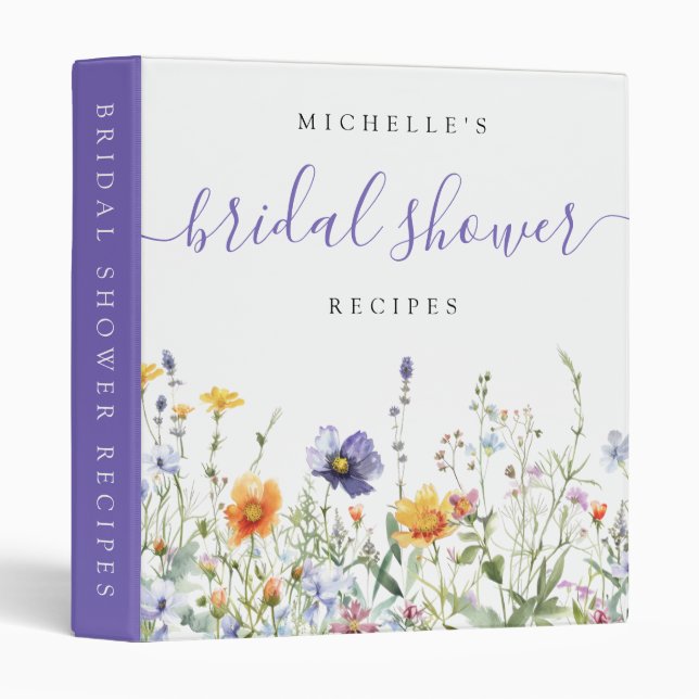 Wildflower Bridal Shower Recipes Binder (Front/Spine)
