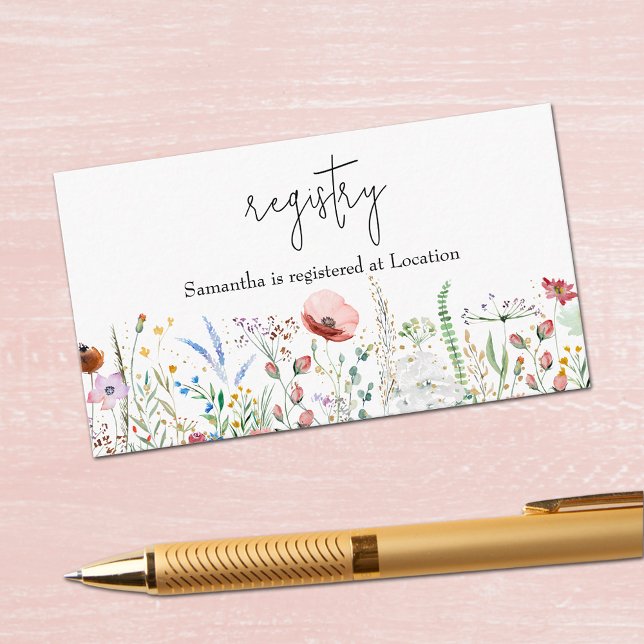 Wildflower Bridal Shower Registry Enclosure Card (Wildflower Bridal Shower Registry Enclosure Cards 3.5" x 2")