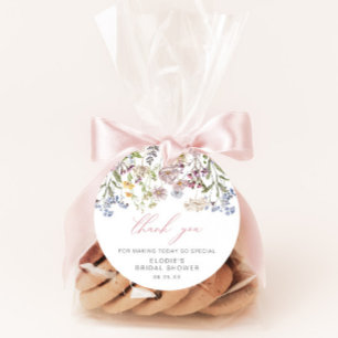 Wildflower Bridal Shower Round Favour Tag Floral