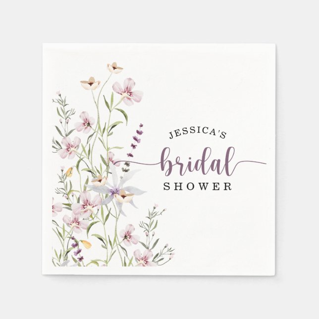 Wildflower Bridal Shower Rustic Floral Napkin (Front)