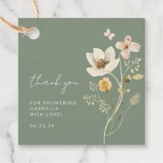 Wildflower Bridal Shower Sage Green Thank You Favour Tags
