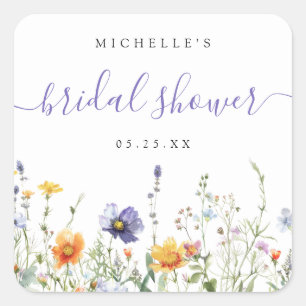 Wildflower Bridal Shower Square Sticker