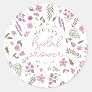 Wildflower Bridal Shower Sticker - Purple