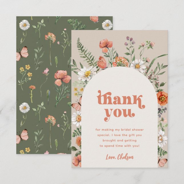 Wildflower Bridal Shower Thank You Card (Front/Back)