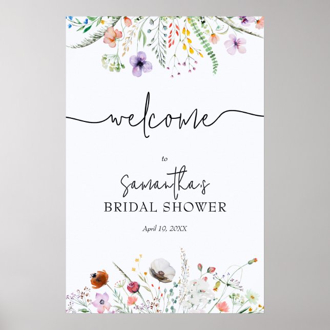 Wildflower Bridal Shower Welcome Poster (Front)