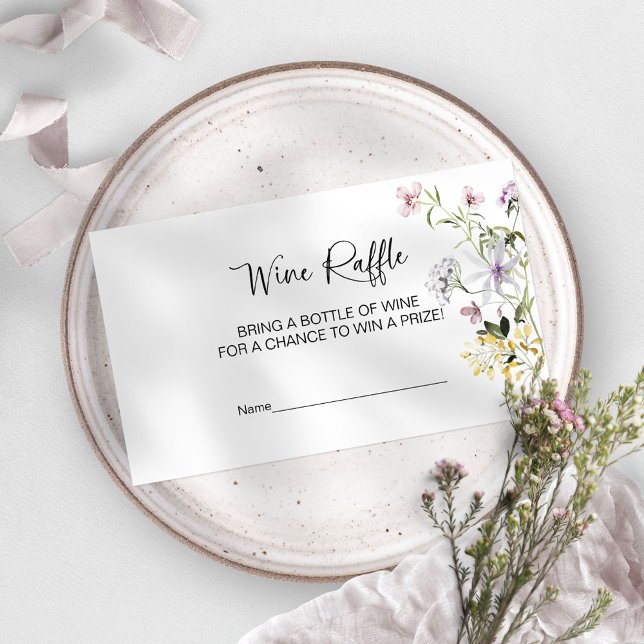Wildflower Bridal Shower Wine Raffle Game Enclosure Card (Creator Uploaded)