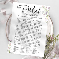 Wildflower Bridal Shower Word Search Game