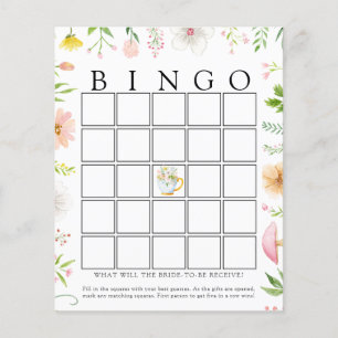 Wildflower Bridal Tea Bingo Game Card