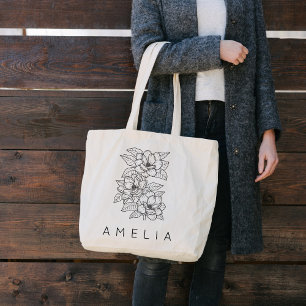 Wildflower Bridesmaid Name  Tote Bag
