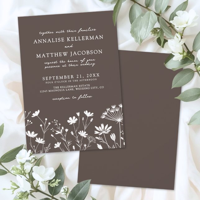 Wildflower Brown Wedding Invitation (Wildflower Brown Wedding Invitation)