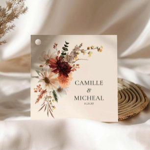 Wildflower Burgundy Wedding Favour Tags