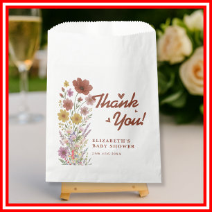Wildflower Burnt Orange Baby Shower Thank You Favour Bag