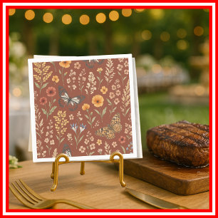 Wildflower Burnt Orange Floral Boho  Napkin