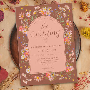 Wildflower Burnt Orange Terracotta Fall Wedding Invitation