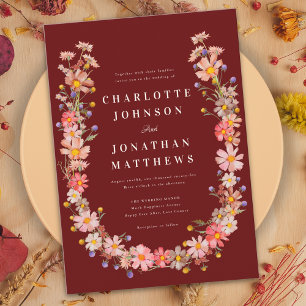 Wildflower Burnt Orange Terracotta Fall Wedding Invitation