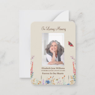 Wildflower & Butter  Funeral Memorial Prayer   Card